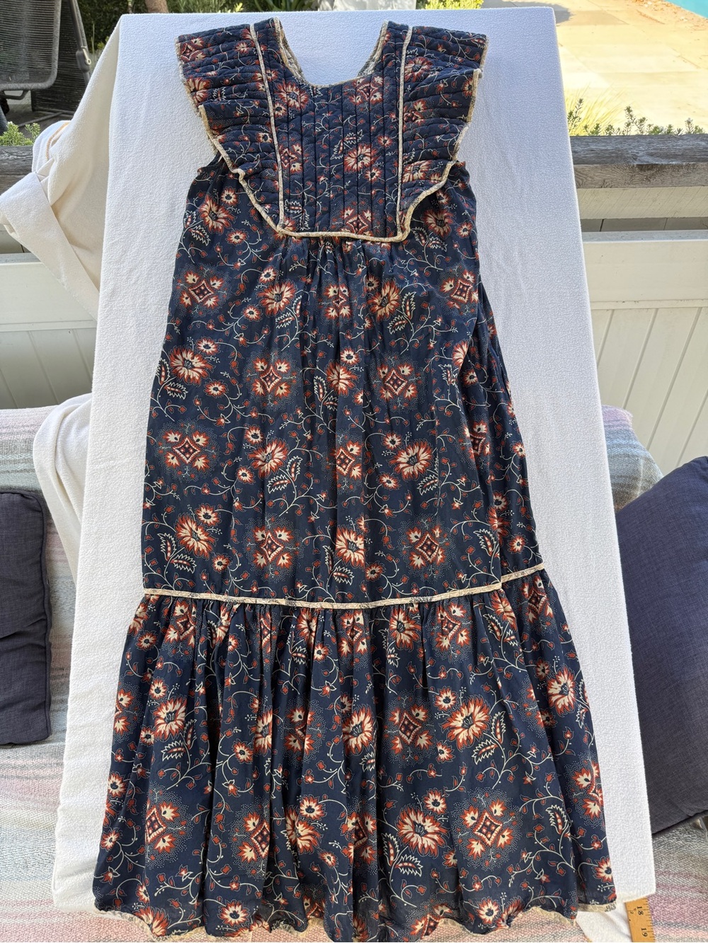 SEA New York quilted fall cottagecore boho Floral Maxi Dress pockets Ruffle - Picture 7 of 16